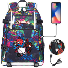Spider Man Across the Spider Verse USB Charging Backpack School NoteBook Laptop Travel Bags
