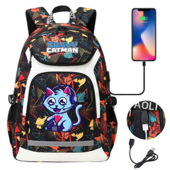 Gravy Cat Man USB Charging Backpack School NoteBook Laptop Travel Bags
