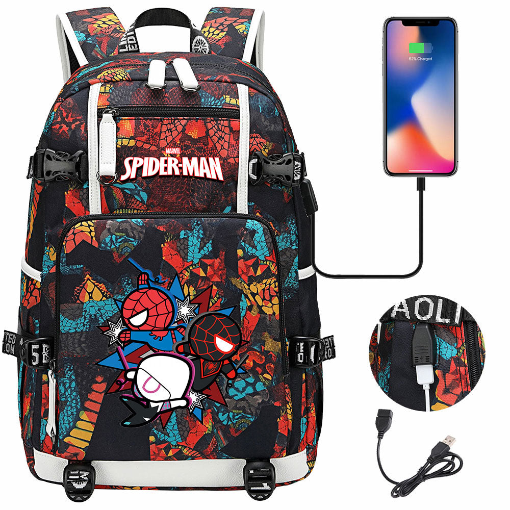 Spider Man Across the Spider Verse USB Charging Backpack School NoteBook Laptop Travel Bags