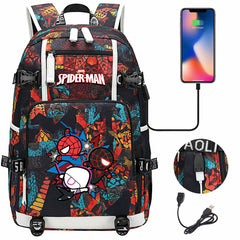 Spider Man Across the Spider Verse USB Charging Backpack School NoteBook Laptop Travel Bags