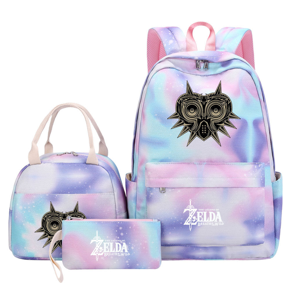 Zelda Pink Starry Sky SchoolBag Backpack Lunch Box Bag Book Pencil Bags 3pcs Set