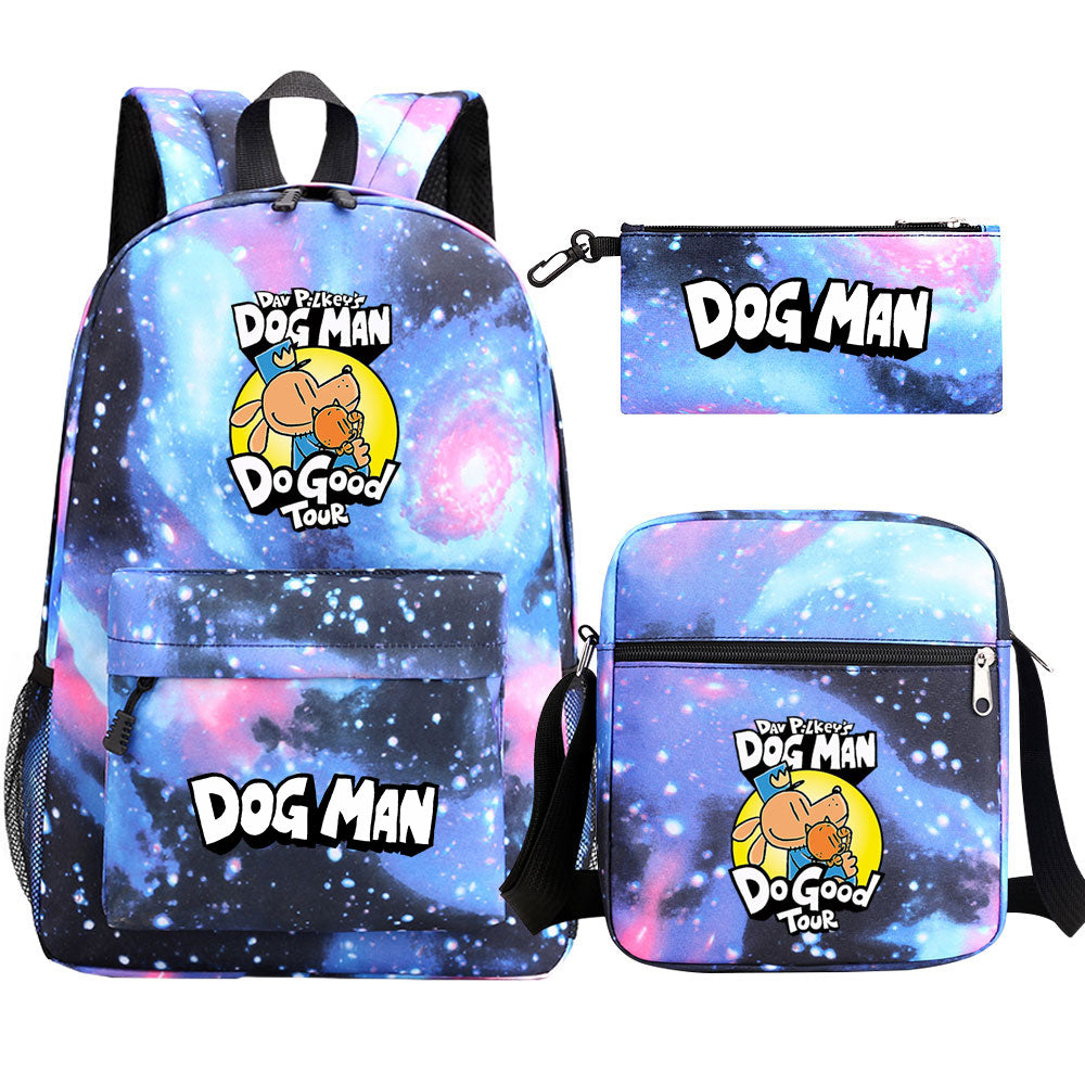 Dog Man School Bag Backpack Shoulder Bag Book Pencil Bags  3pcs Set