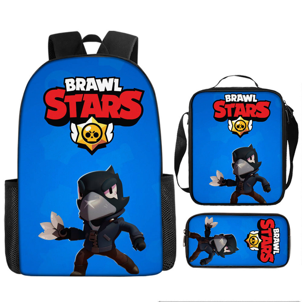 Brawl Stars Schoolbag Backpack Lunch Bag Pencil Case 3pcs Set Gift for Kids Students