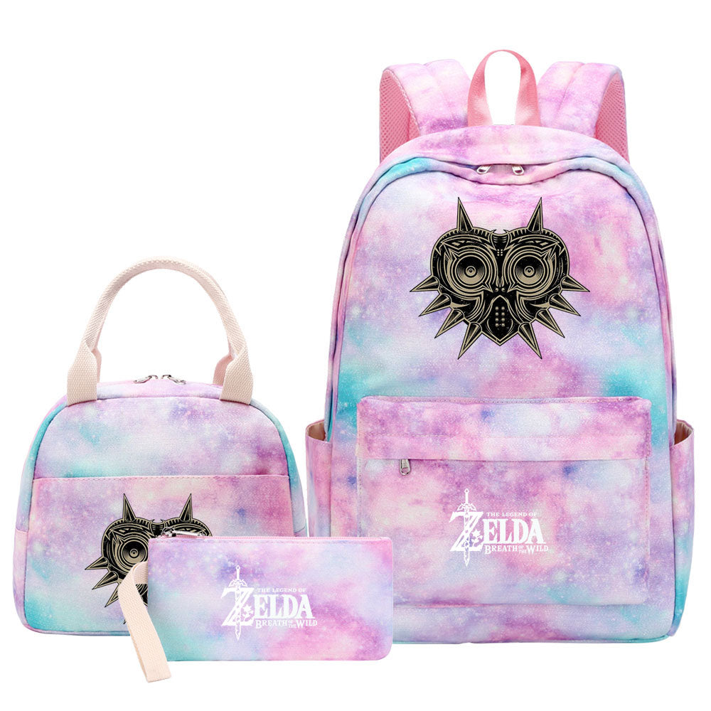 Zelda Pink Starry Sky SchoolBag Backpack Lunch Box Bag Book Pencil Bags 3pcs Set