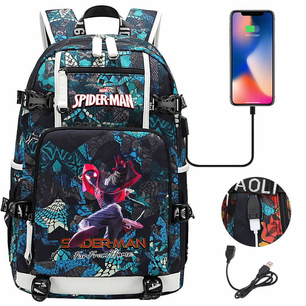 Spider Man Across the Spider Verse USB Charging Backpack School NoteBook Laptop Travel Bags