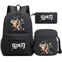 Demon Slayer SchoolBag Backpack Shoulder Bag Book Pencil Bags 3pcs Set