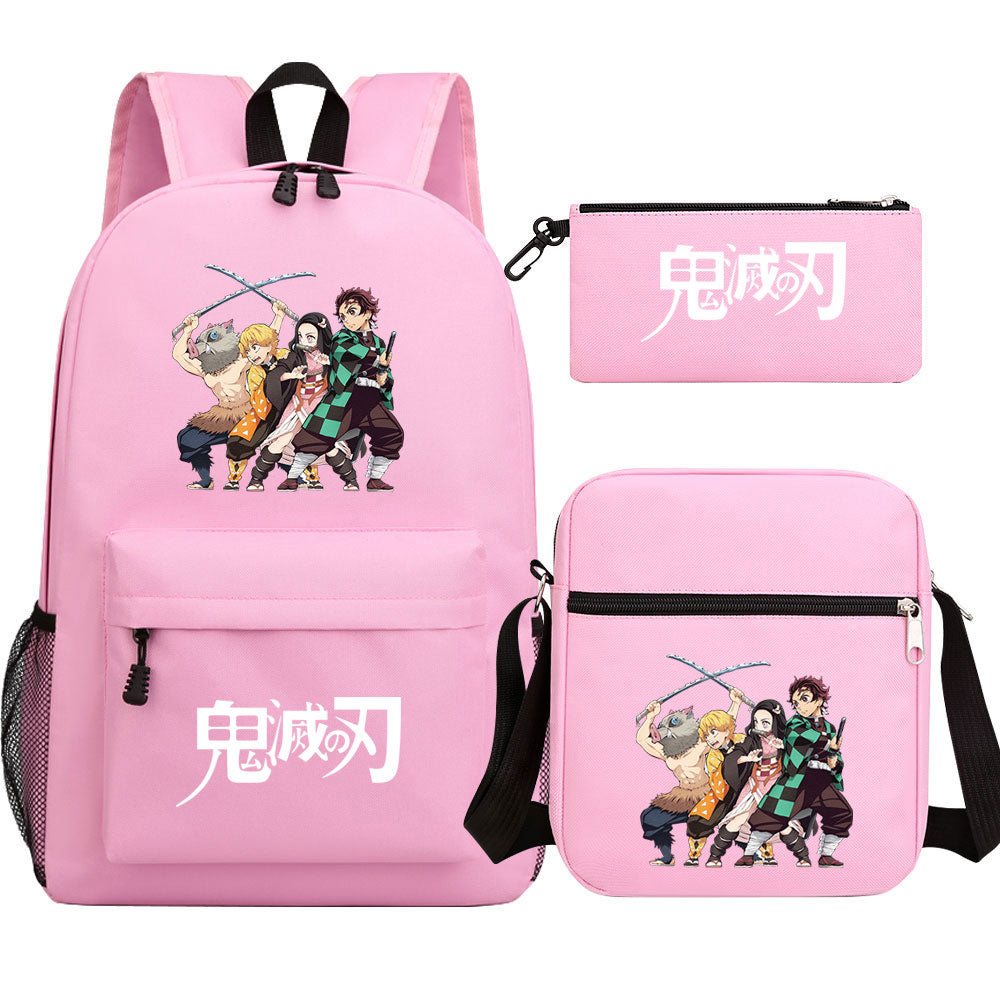 Demon Slayer SchoolBag Backpack Shoulder Bag Book Pencil Bags 3pcs Set