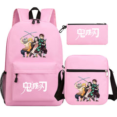 Demon Slayer SchoolBag Backpack Shoulder Bag Book Pencil Bags 3pcs Set