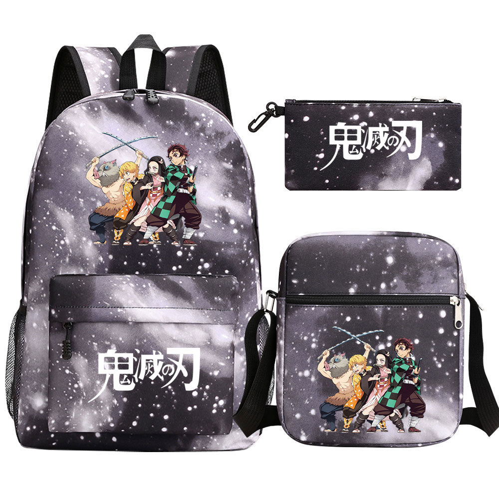 Demon Slayer SchoolBag Backpack Shoulder Bag Book Pencil Bags 3pcs Set