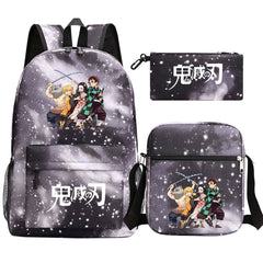 Demon Slayer SchoolBag Backpack Shoulder Bag Book Pencil Bags 3pcs Set