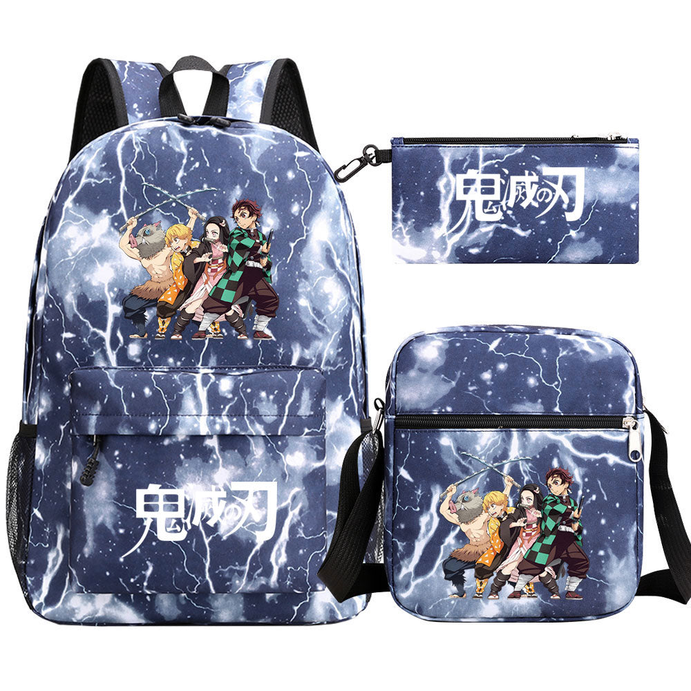 Demon Slayer SchoolBag Backpack Shoulder Bag Book Pencil Bags 3pcs Set