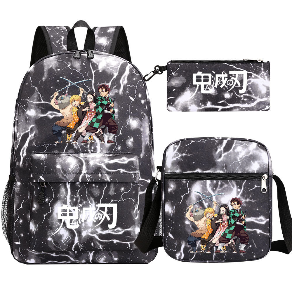 Demon Slayer SchoolBag Backpack Shoulder Bag Book Pencil Bags 3pcs Set
