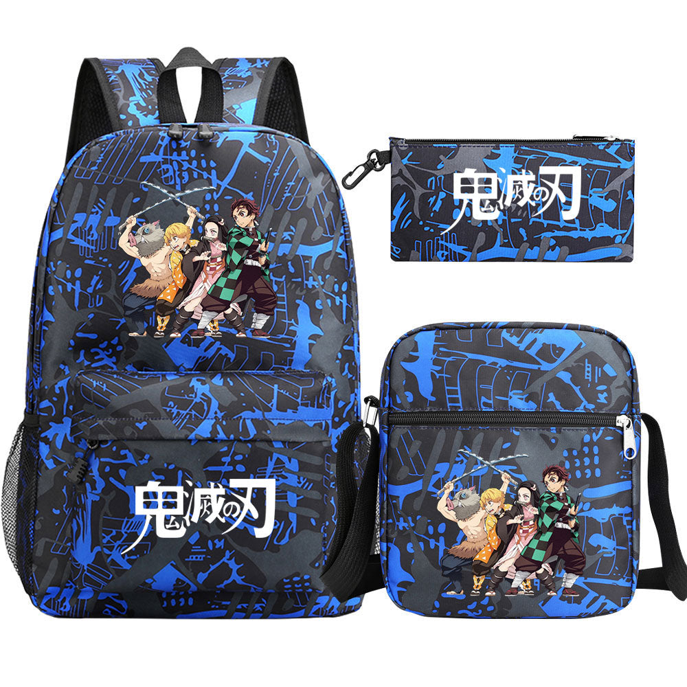 Demon Slayer SchoolBag Backpack Shoulder Bag Book Pencil Bags 3pcs Set