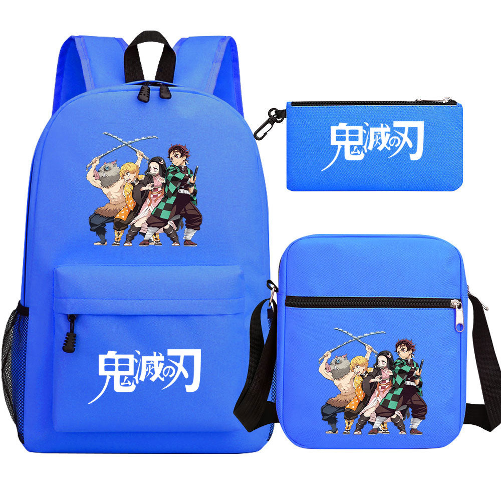 Demon Slayer SchoolBag Backpack Shoulder Bag Book Pencil Bags 3pcs Set