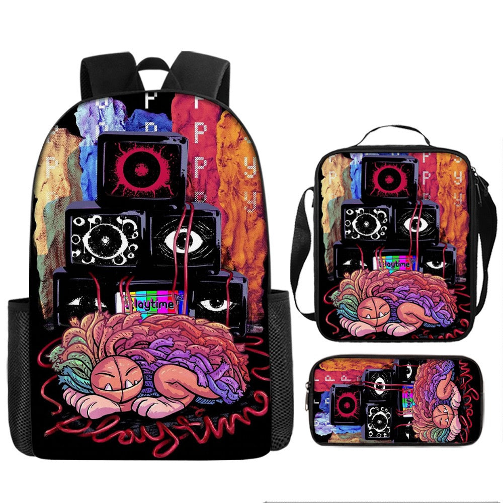 Nightmare Critters Schoolbag Backpack Lunch Bag Pencil Case 3pcs Set Gift for Kids Students