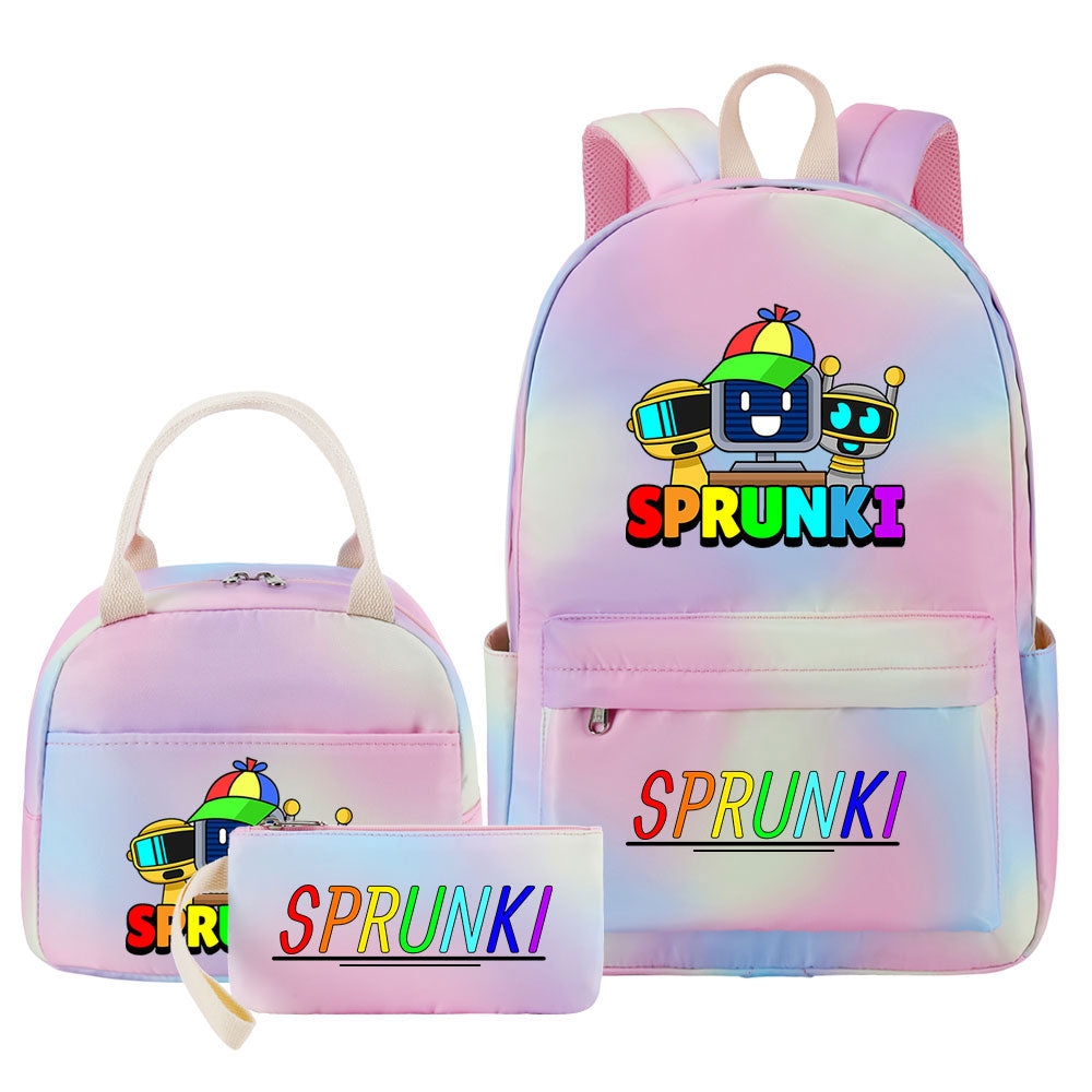 Sprunki Pink Starry Sky SchoolBag Backpack Lunch Box Bag Book Pencil Bags 3pcs Set