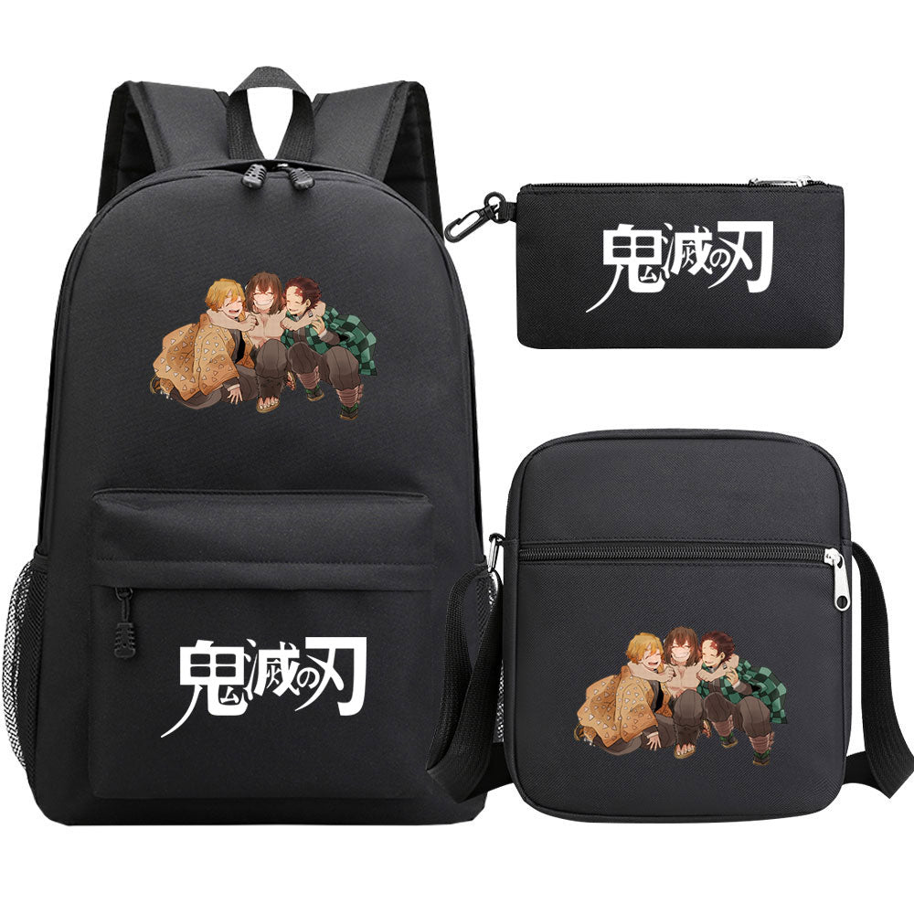 Demon Slayer SchoolBag Backpack Shoulder Bag Book Pencil Bags 3pcs Set