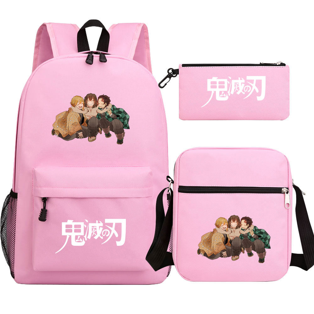 Demon Slayer SchoolBag Backpack Shoulder Bag Book Pencil Bags 3pcs Set