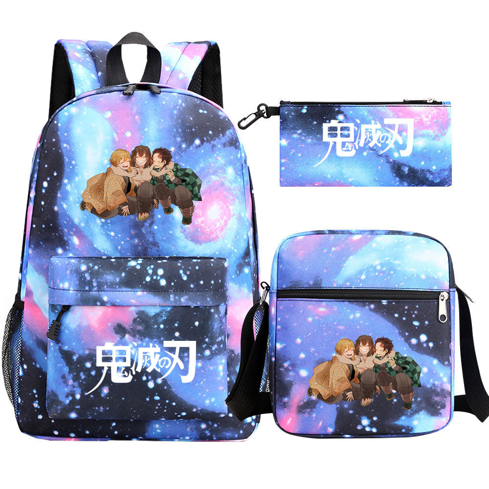 Demon Slayer SchoolBag Backpack Shoulder Bag Book Pencil Bags 3pcs Set