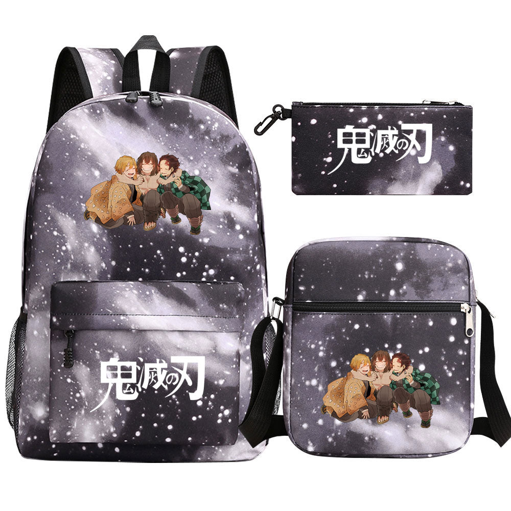 Demon Slayer SchoolBag Backpack Shoulder Bag Book Pencil Bags 3pcs Set