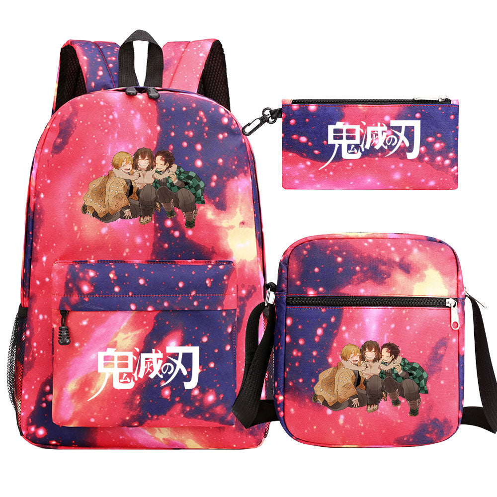 Demon Slayer SchoolBag Backpack Shoulder Bag Book Pencil Bags 3pcs Set