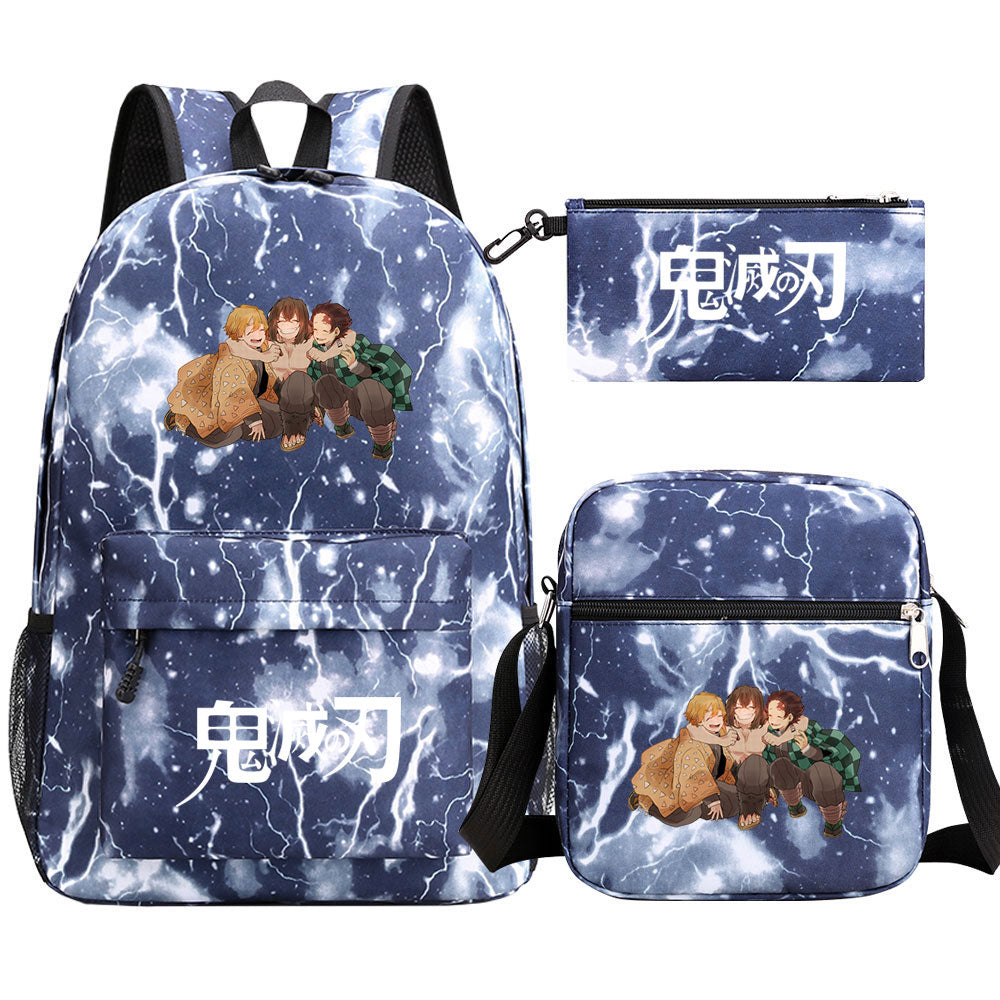 Demon Slayer SchoolBag Backpack Shoulder Bag Book Pencil Bags 3pcs Set
