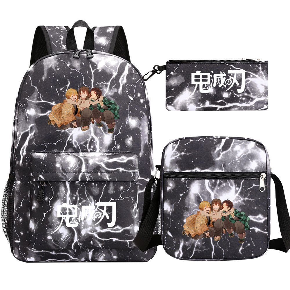 Demon Slayer SchoolBag Backpack Shoulder Bag Book Pencil Bags 3pcs Set