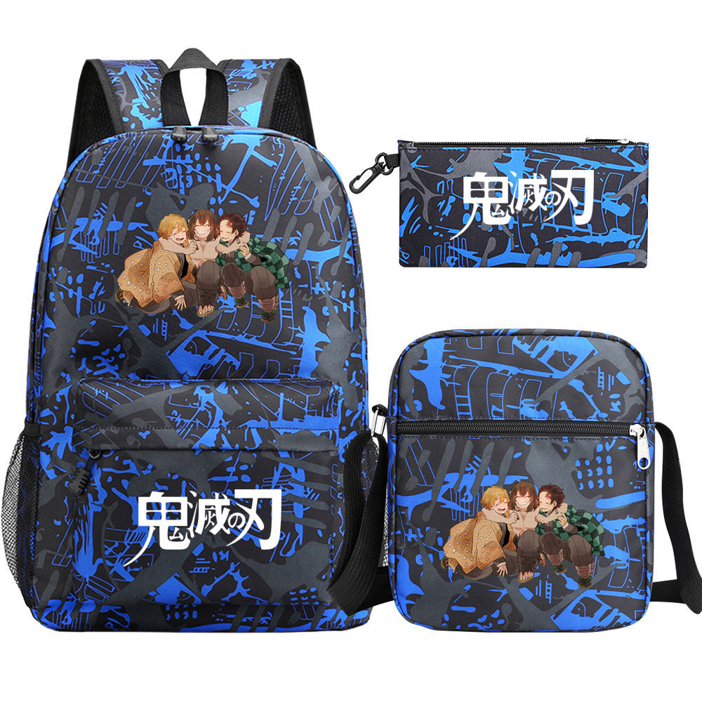 Demon Slayer SchoolBag Backpack Shoulder Bag Book Pencil Bags 3pcs Set