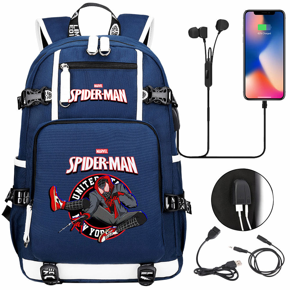 Spider Man Across the Spider Verse USB Charging Backpack School NoteBook Laptop Travel Bags