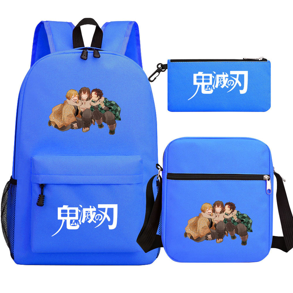 Demon Slayer SchoolBag Backpack Shoulder Bag Book Pencil Bags 3pcs Set