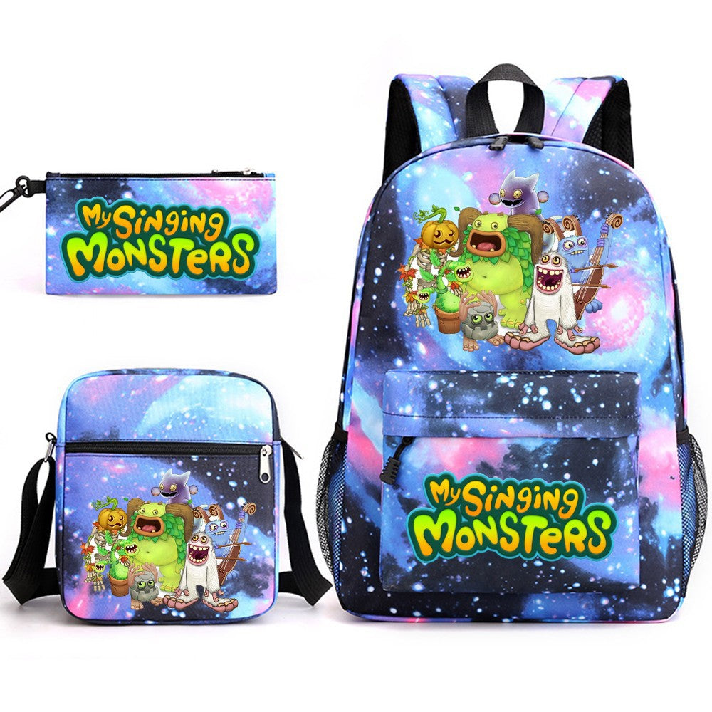 My Singing Monster SchoolBag Backpack Shoulder Bag Book Pencil Bags 3pcs Set