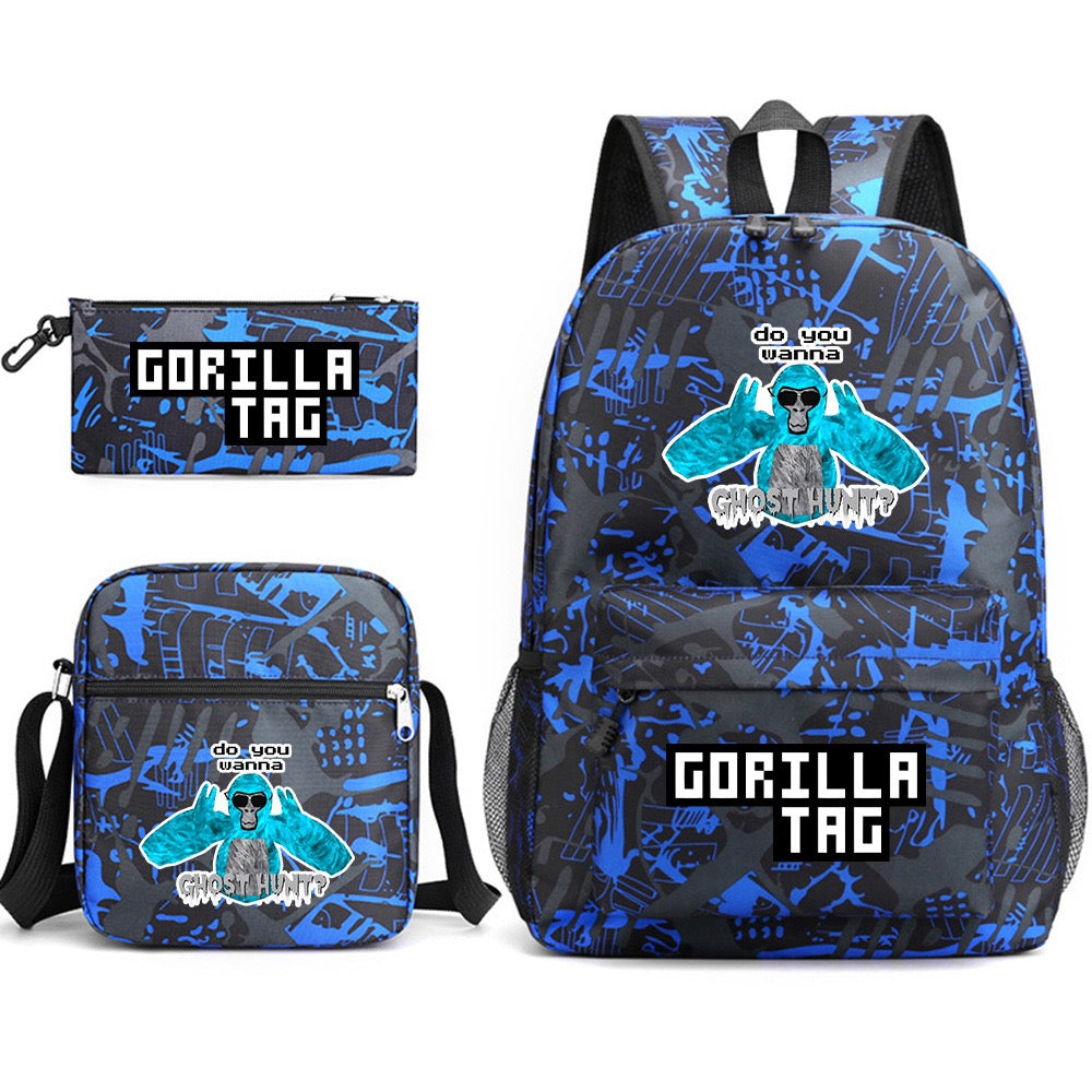 Gorilla Tag SchoolBag Backpack Shoulder Bag Book Pencil Bags 3pcs Set