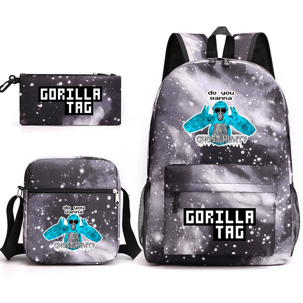 Gorilla Tag SchoolBag Backpack Shoulder Bag Book Pencil Bags 3pcs Set