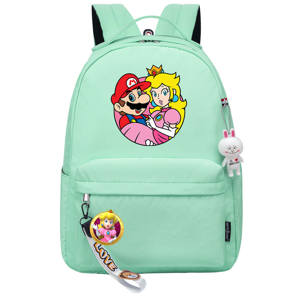 Mario Princess Peach Backpack Shoolbag Notebook Bag Gifts for Kids Students