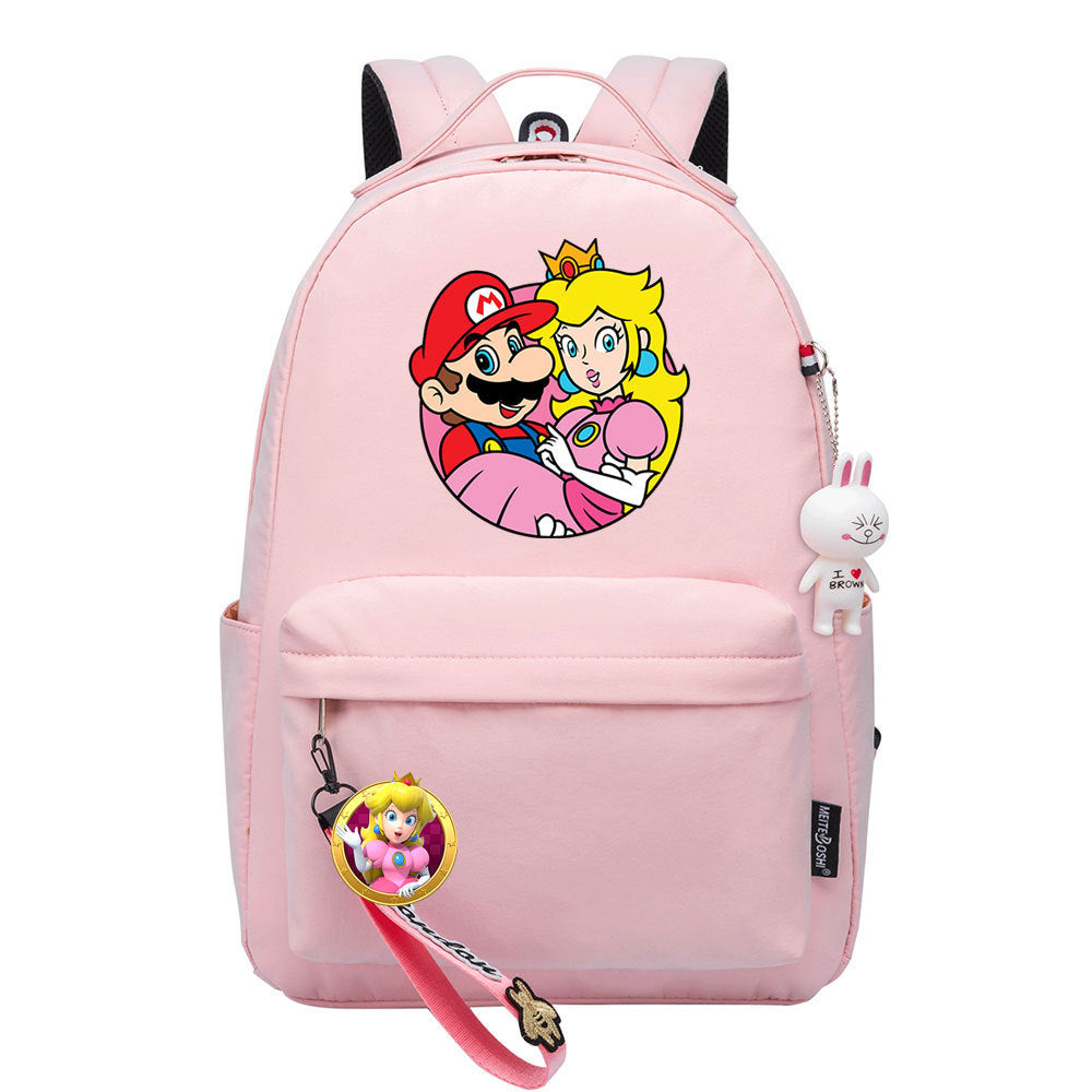 Mario Princess Peach Backpack Shoolbag Notebook Bag Gifts for Kids Students