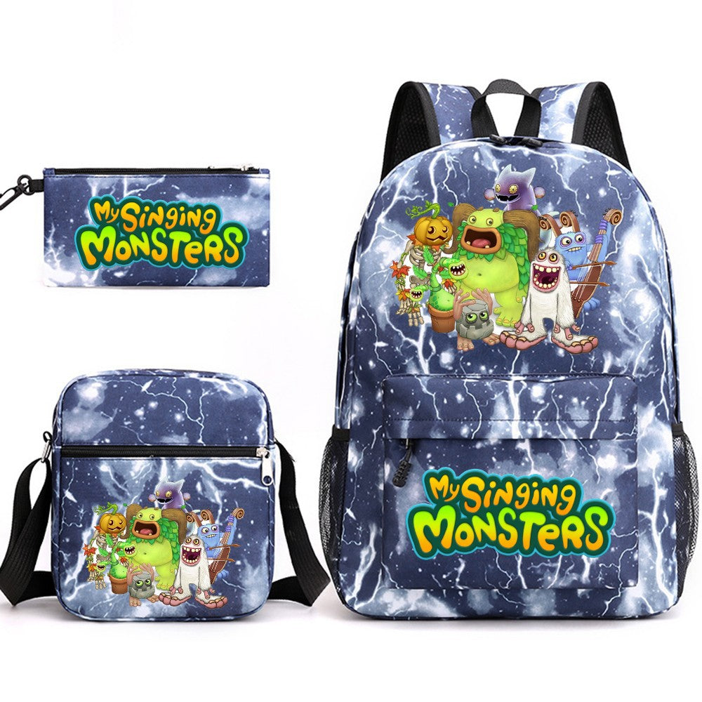 My Singing Monster SchoolBag Backpack Shoulder Bag Book Pencil Bags 3pcs Set