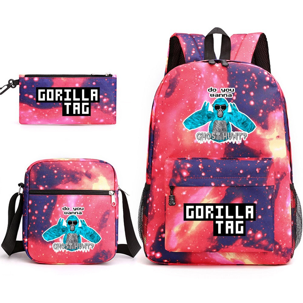 Gorilla Tag SchoolBag Backpack Shoulder Bag Book Pencil Bags 3pcs Set