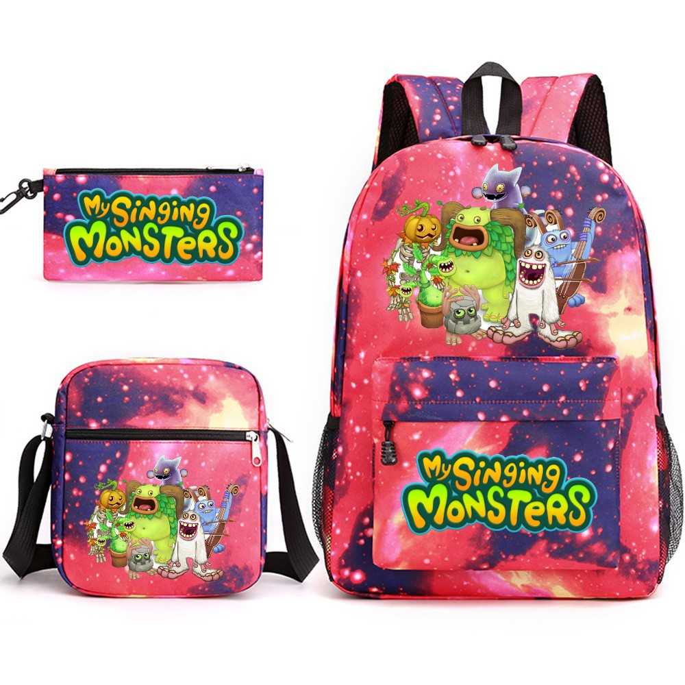 My Singing Monster SchoolBag Backpack Shoulder Bag Book Pencil Bags 3pcs Set