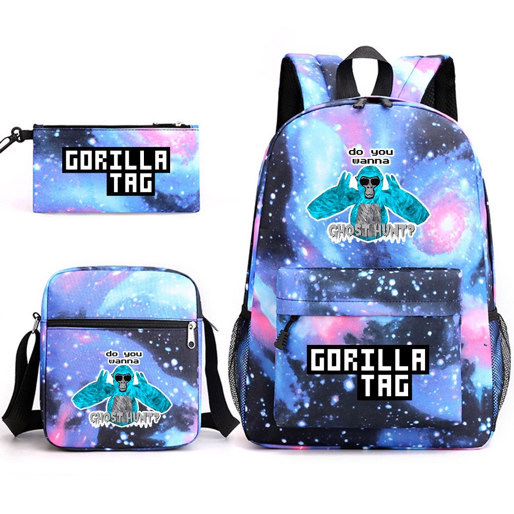 Gorilla Tag SchoolBag Backpack Shoulder Bag Book Pencil Bags 3pcs Set