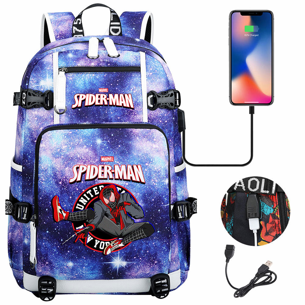 Spider Man Across the Spider Verse USB Charging Backpack School NoteBook Laptop Travel Bags