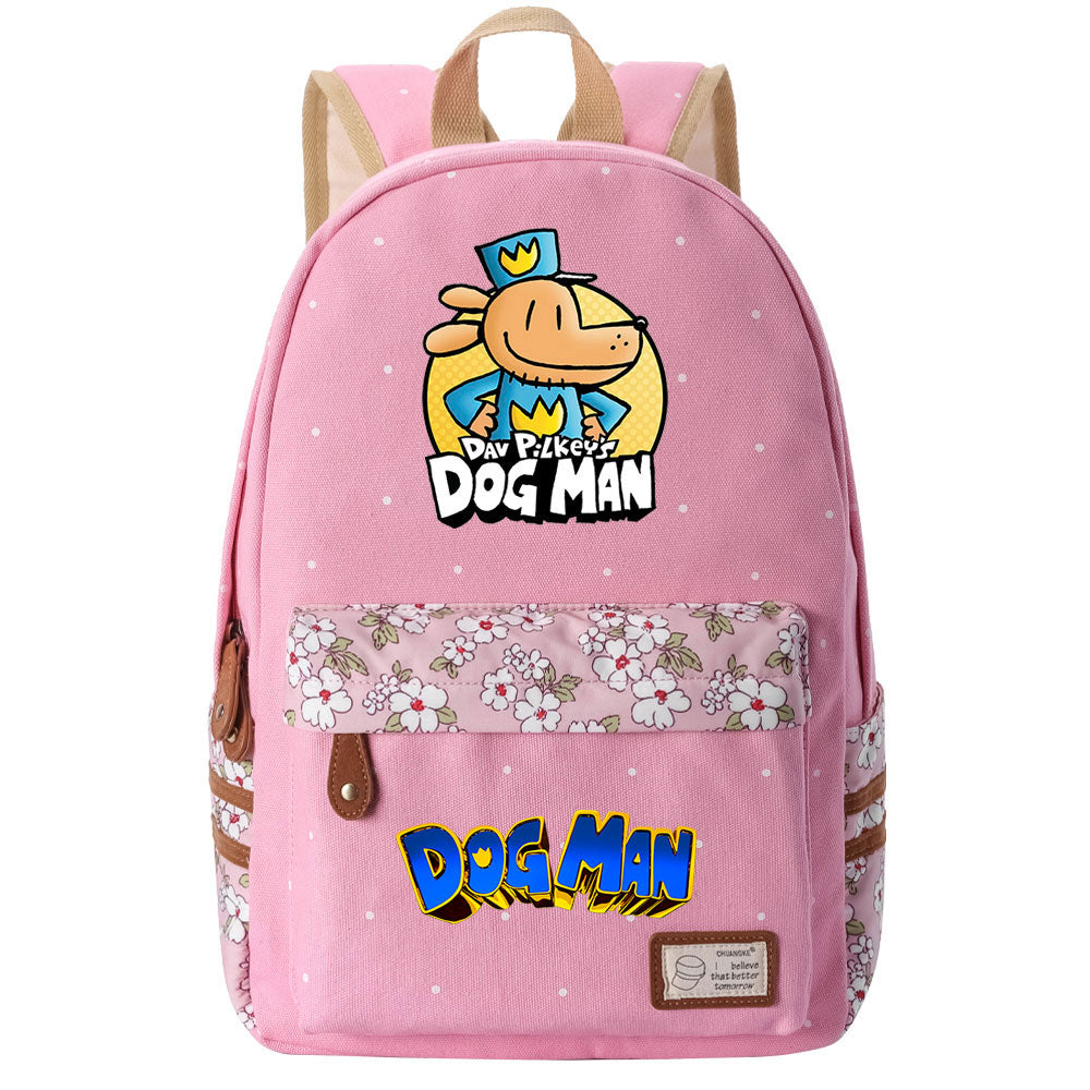 Dog Man Fashion Canvas Travel Backpack School Bag