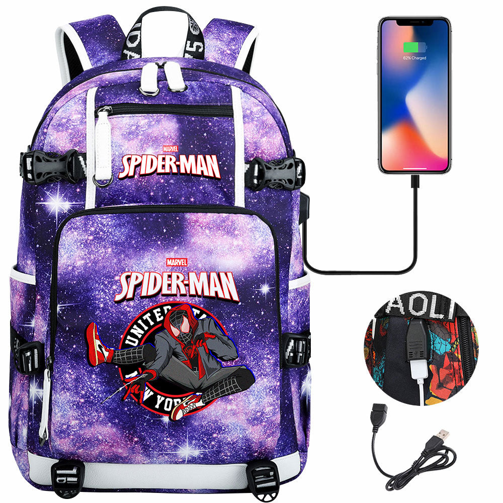 Spider Man Across the Spider Verse USB Charging Backpack School NoteBook Laptop Travel Bags