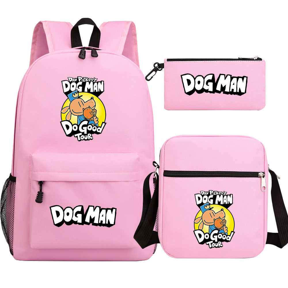 Dog Man School Bag Backpack Shoulder Bag Book Pencil Bags  3pcs Set