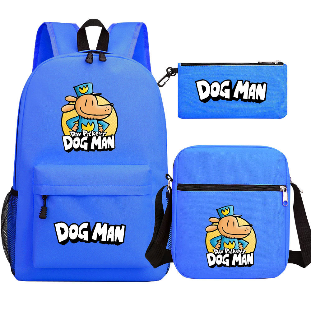 Dog Man School Bag Backpack Shoulder Bag Book Pencil Bags  3pcs Set