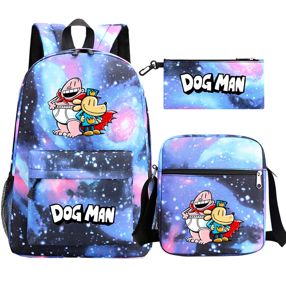 Dog Man School Bag Backpack Shoulder Bag Book Pencil Bags  3pcs Set
