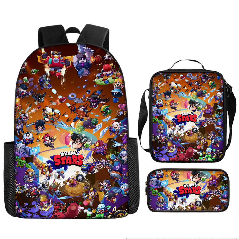 Brawl Stars Schoolbag Backpack Lunch Bag Pencil Case 3pcs Set Gift for Kids Students