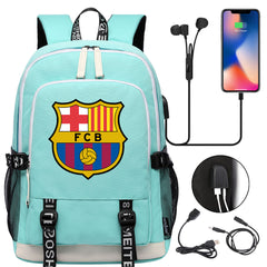 Barcelona Football Club  USB Charging Backpack School Note Book Laptop Travel Bags