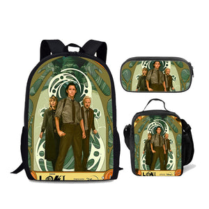Loki Superhero Schoolbag Backpack Lunch Bag Pencil Case 3pcs Set Gift for Kids Students