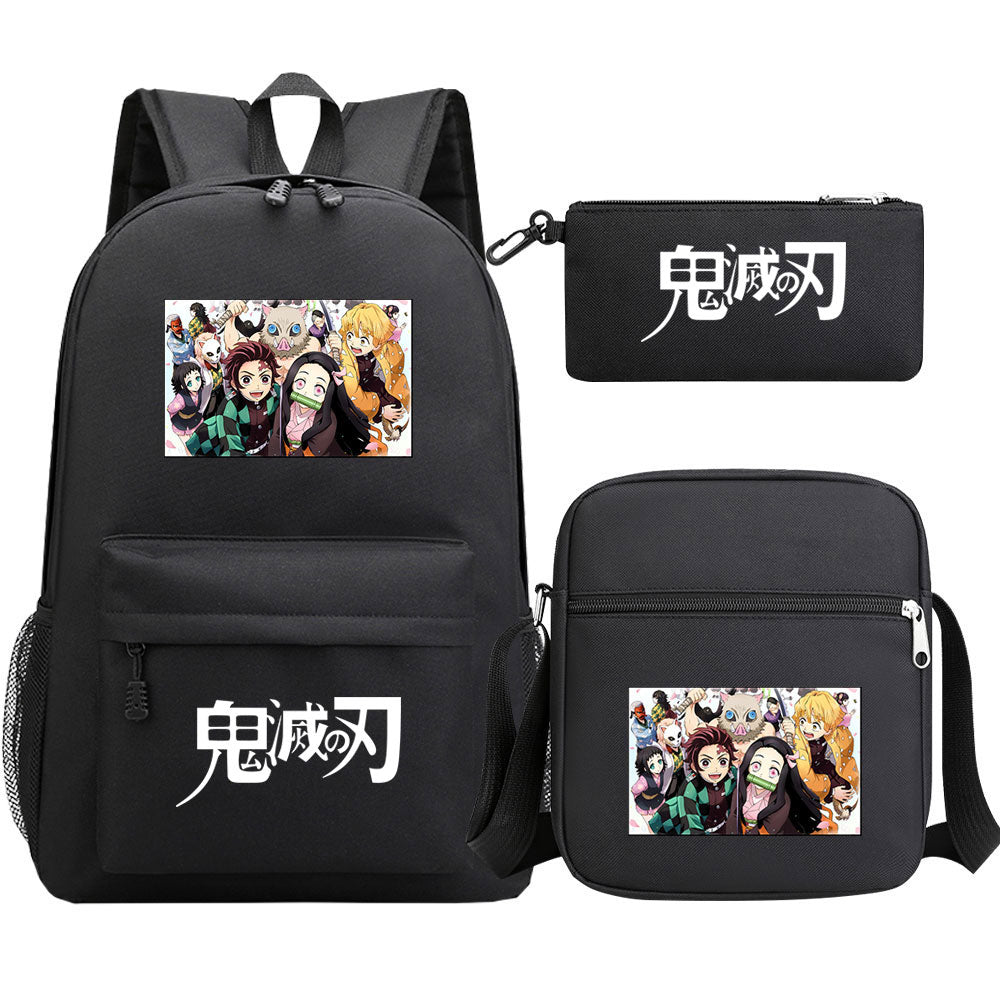 Demon Slayer SchoolBag Backpack Shoulder Bag Book Pencil Bags 3pcs Set