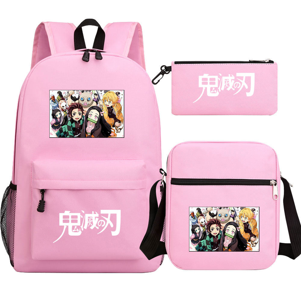 Demon Slayer SchoolBag Backpack Shoulder Bag Book Pencil Bags 3pcs Set